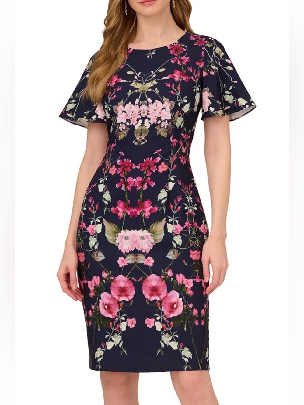 Adrianna Papell Printed Floral Crepe Dress